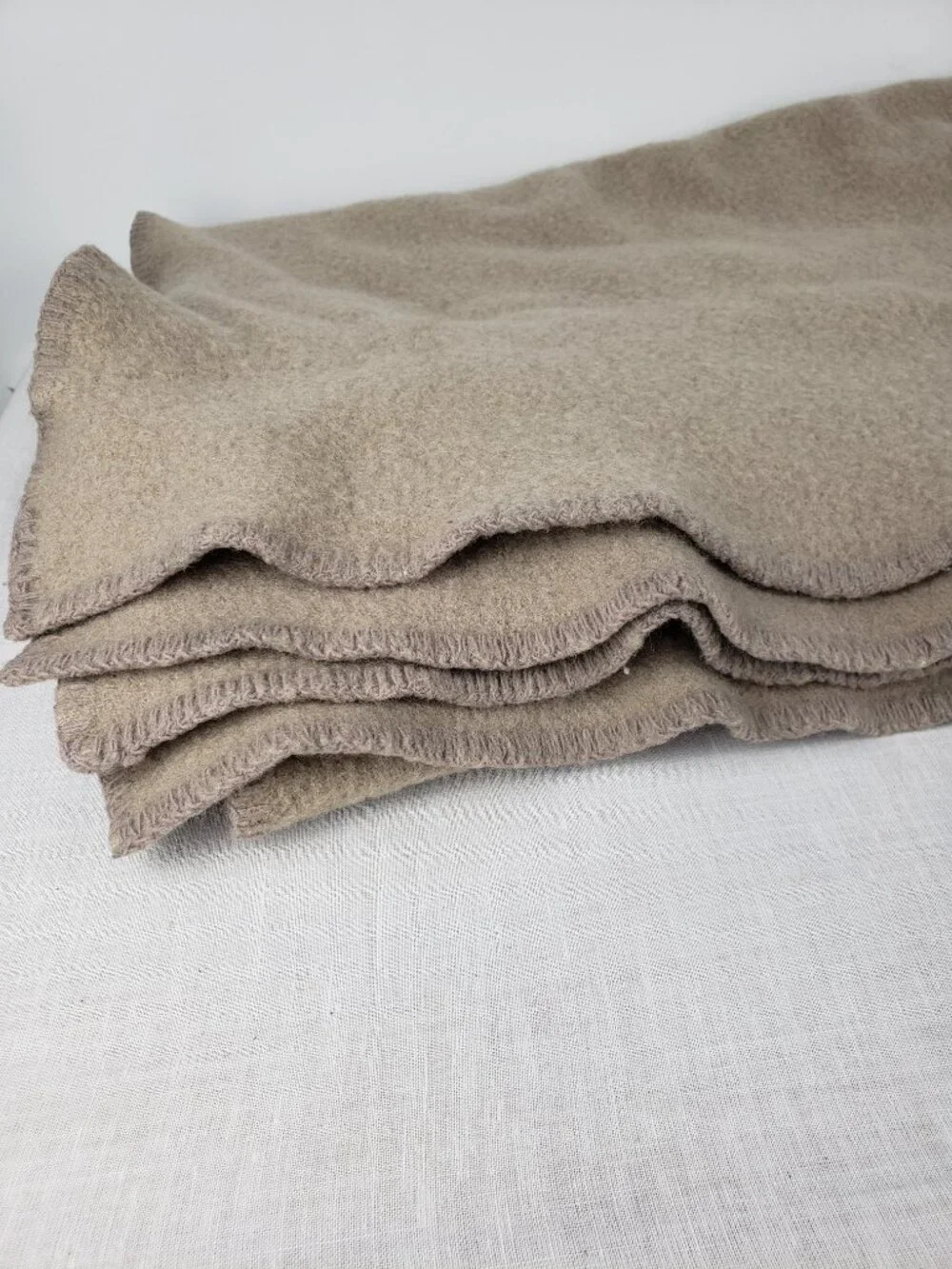 Faribault Woolen Mills Throw Blanket Beige 100% Virgin Wool 59x71